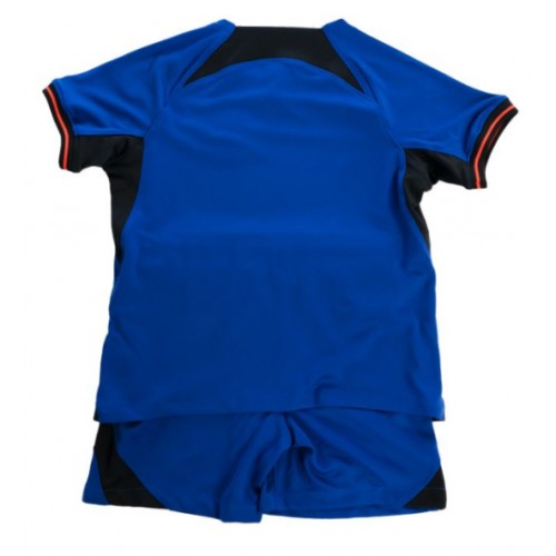 Maillot de foot Pays-Bas Extérieur enfant Monde 2022 Manches Courte (+ pantalon court)